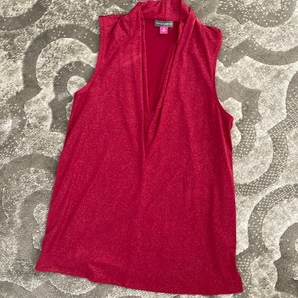 Rich red, Vince Camuto sparkly top